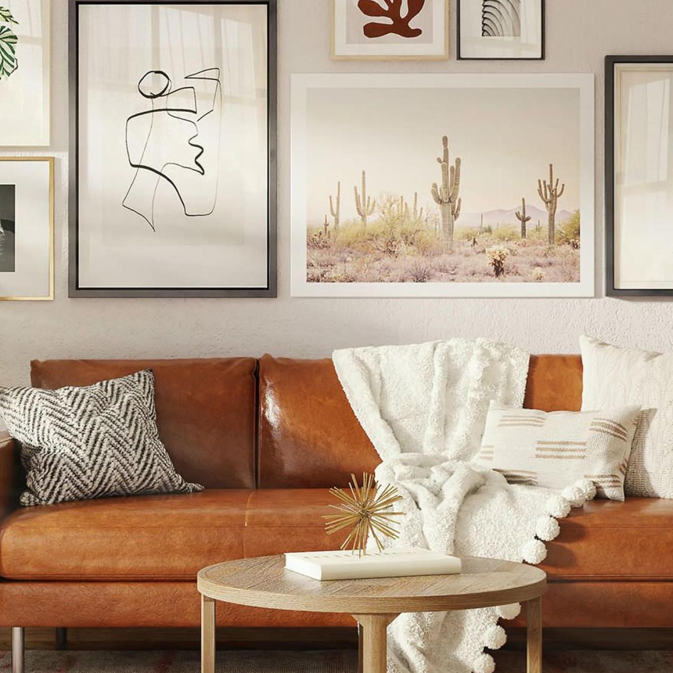 a living room with a couch and a table